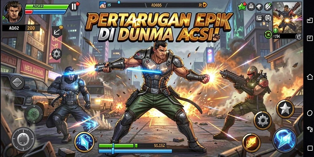 Tampilan gameplay ADG62 yang mengagumkan dengan pertarungan yang mendebarkan.