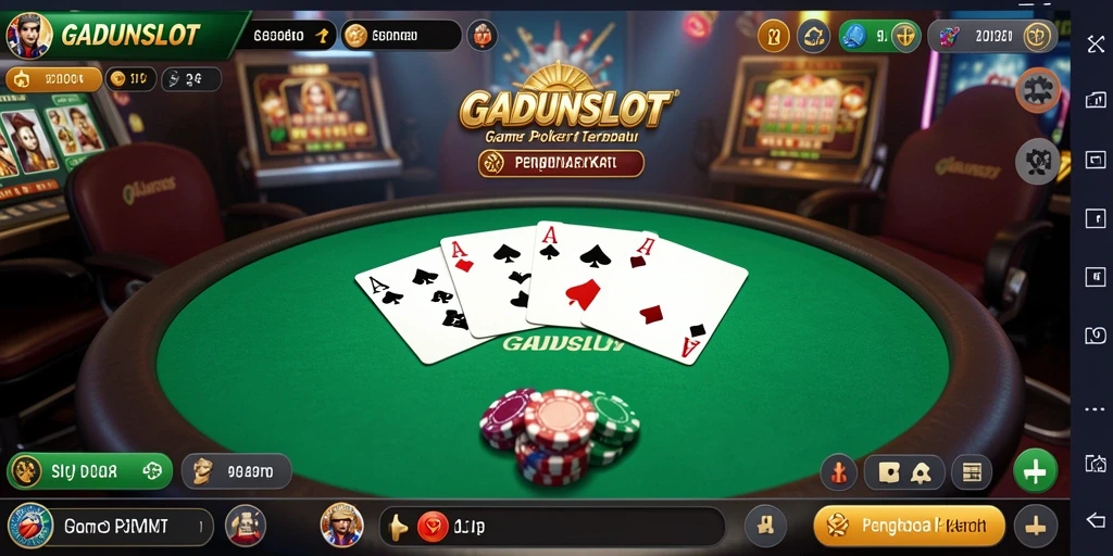 Gameplay seru GADUNSLOT dengan para pemain poker lainnya.