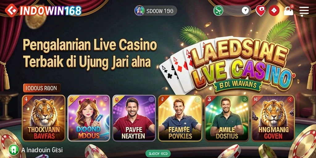Tampilan permainan Live Casino yang mengesankan dalam INDOWIN168.