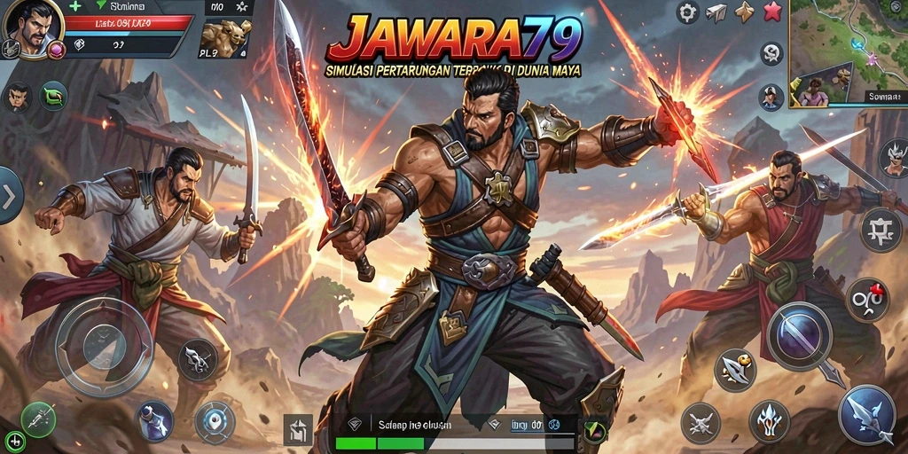 Tampilan gameplay seru dan dinamis dari JAWARA79 selama pertarungan.