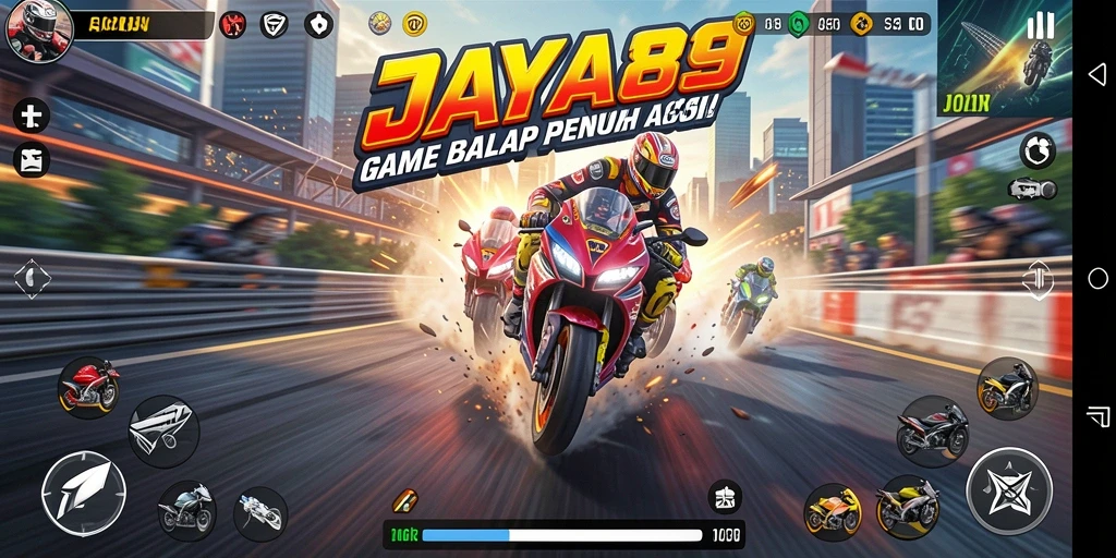 Gameplay mendebarkan dengan balapan motor yang seru.