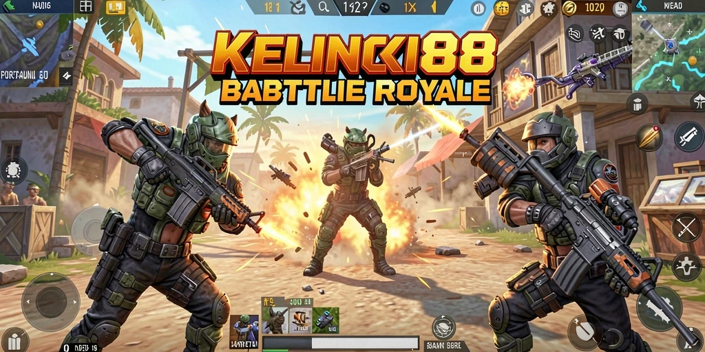 Tampilan mendebarkan dari gameplay Battle Royale di KELINCI88.