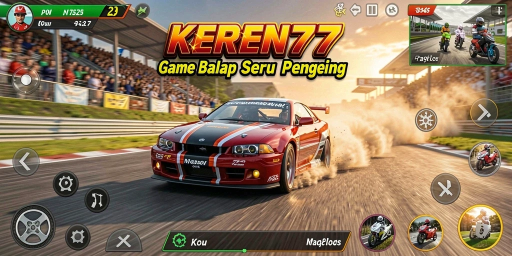 Tampilan menarik gameplay balap di KEREN77