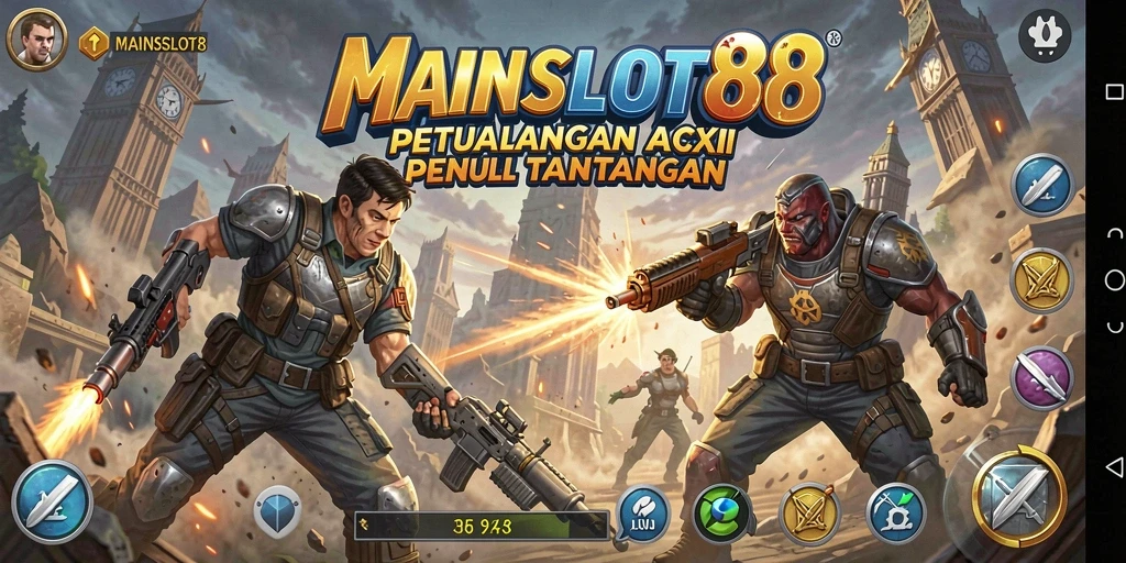 Screenshot utama MAINSLOT88 menampilkan aksi pertempuran yang intens.