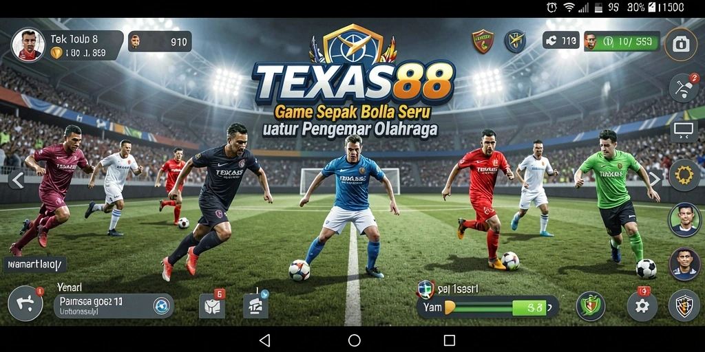 Tampilan gameplay seru TEXAS88 dengan aksi sepak bola yang mendebarkan.