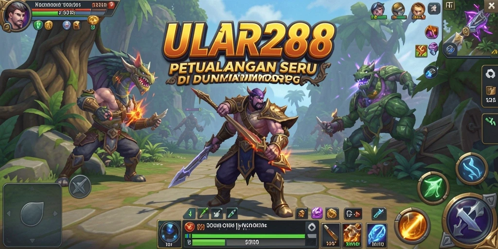 Screenshot menunjukkan pemain bertarung di dunia petualangan MMORPG ULAR288.