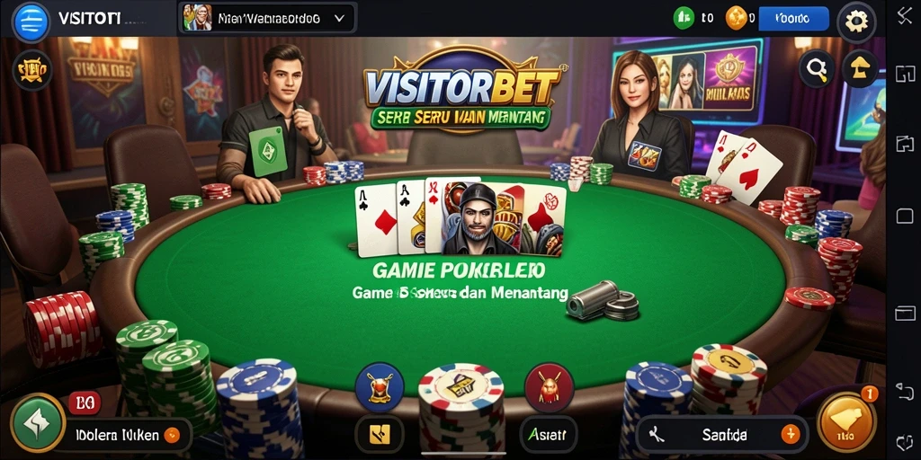 Tampilan gameplay menarik dalam aplikasi Poker VISITORBET.